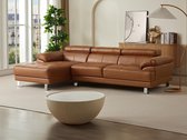 Bol.com Vente-unique Leren hoekbank EXCELSIOR II - karamel bruin - Hoek links aanbieding