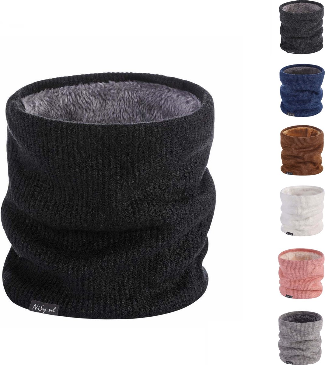 NiSy.nl Luxe Thermische Nekwarmer | Col Sjaal | Zachte Fleece Voering | Dames / Heren | One Size | Zwart