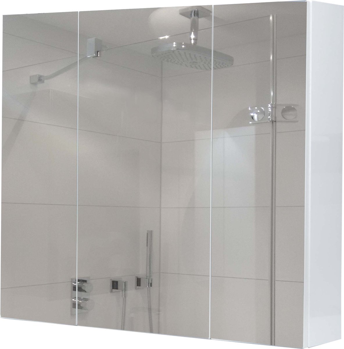 Spiegelkast MCW-B19b, badkamermeubel wandmeubel, 6 planken hoogglans MVG-gecertificeerd 70