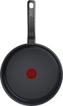 Zwarte Tefal hapjespan met rode Thermo-Spot en zwart handvat met "ECODESIGN" tekst.