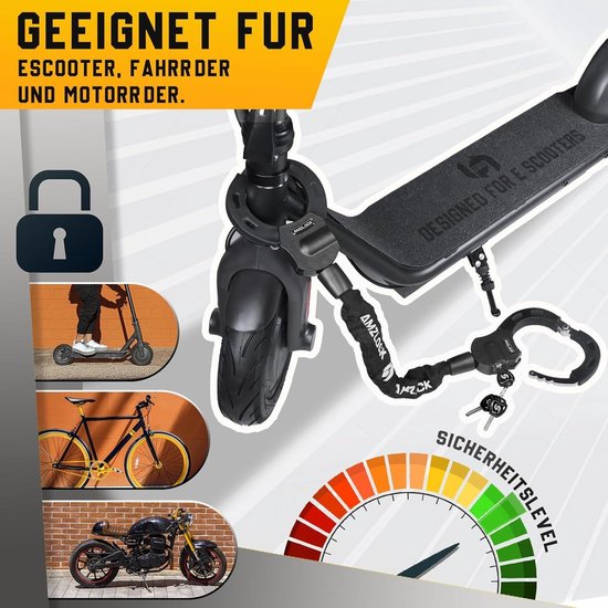 E Scooter slot 8 mm | fietsslot | hoge veiligheidssloten | handboeislot | zeer belastbare sloten voor e-scooters/fietsen/e-bike/motorfiets