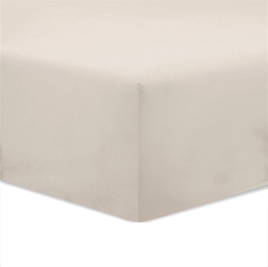 VISION Hoeslaken - 180x200 cm met ruime hoek van 30cm - Geschikt voor boxspring matras - Beige - 100% katoen