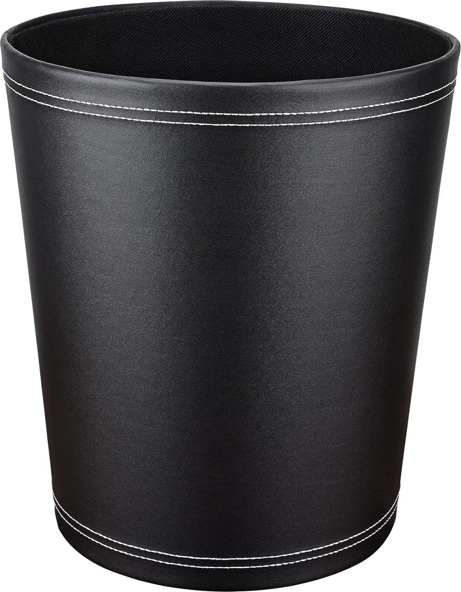 Goedkoopste Prullenbak van leer - zwart modern design - vuilnisemmer voor keuken en badkamer - kantoor