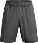 Donkergrijze sportbroek met elastische tailleband en trekkoord.