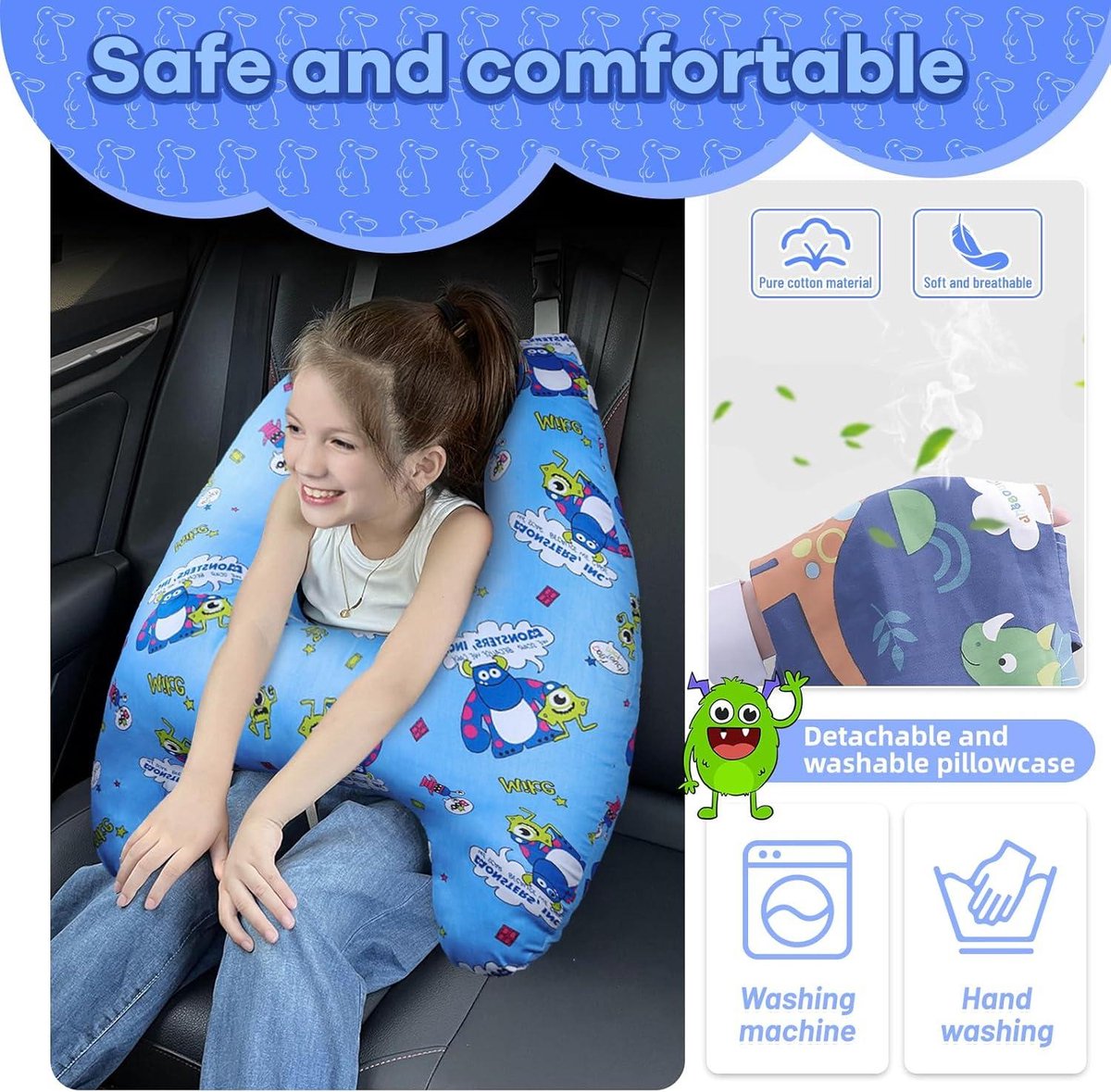 Trtl Travel Pillow Voor Kinderen In De Auto, Slaapkussen Kinderen, Reiskussen, H Vorm Kinderautokussen Kinderslaapkussen Auto Nekkussen Kussen 784080522 Reiskussen Vliegtuig