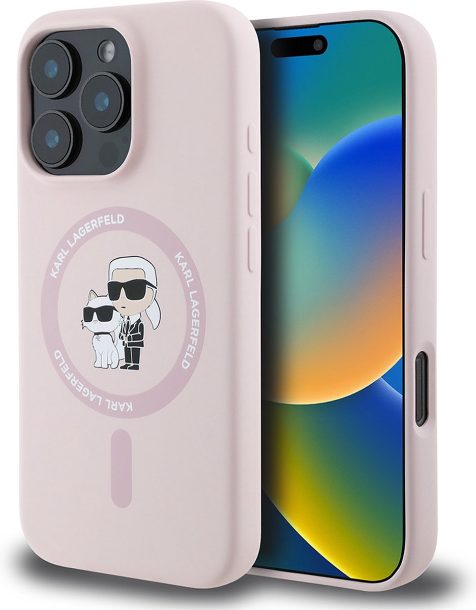 Karl Lagerfeld Backcase hoesje geschikt voor iPhone 16 Pro Max - Effen Roze - Silicone