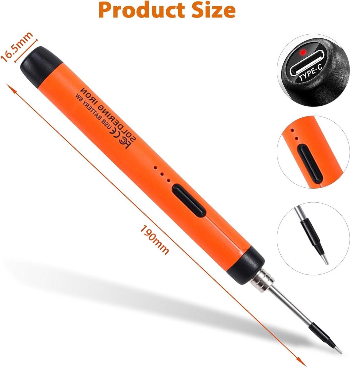 diymore USB-C snoerloze soldeerboutset met LCD-scherm Instelbare temperatuur 180℃-450℃ Oplaadbare draagbare soldeerpen voor elektronica reparatie, DIY-projecten, sieraden maken - Zwart diymore USB-C snoerloze soldeerboutset met LCD-scherm Instelbare temperatuur 180℃-450℃ Oplaadbare draagbare soldeerpen voor elektronica reparatie, DIY-projecten, sieraden maken - Zwart