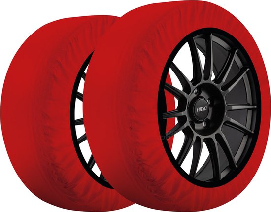 AMiO Chaînes à neige textiles / chaussettes à neige pour pneus de voiture S - EN16662-1 / Önorm V5121 Rouge (2 pièces)