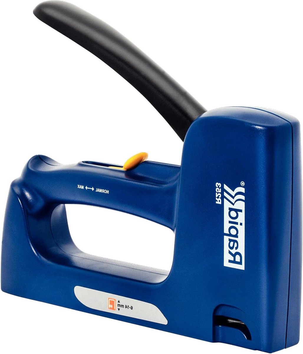 Handtacker R253 Nietpistool Hout en Stof Licht 2-Staps instelbare Slagkracht Nieten Type 53 6-14mm Blauw