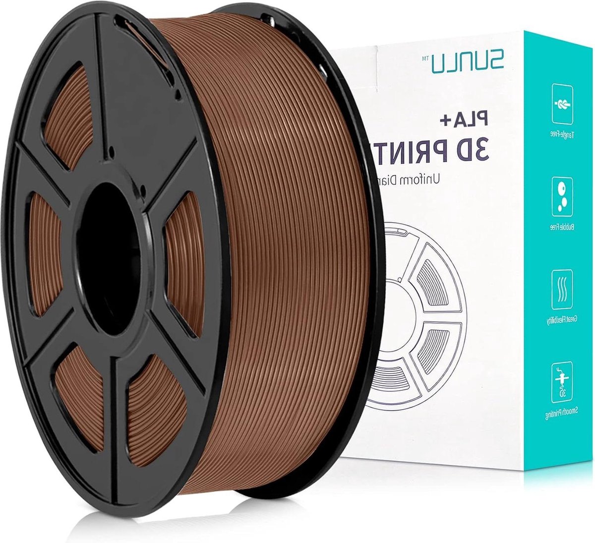 Netjes opgewonden PLA+ filament 1.75mm robuust - 3D Filament voor FDM printers - Maatnauwkeurigheid +/- 0.02mm - 1kg spoel Macaron Chocolade