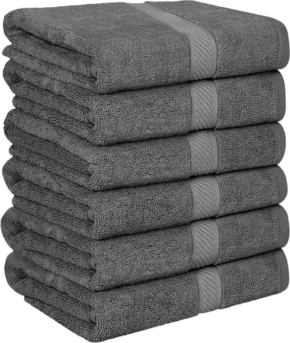 Katoenen Handdoeken 60 x 120 cm - Voor zwembad, spa en fitnessruimte - Lichtgewicht en zeer absorberend - Sneldrogende Handdoeken (Set van 6) - Koel grijs