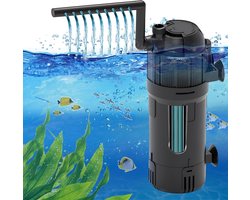 Binnenfilter aquarium 400 l/u - Aquariumpomp met filter en UVC-lamp - Timer instelbaar - Sponsfilter voor kleine aquaria - Schildpadbekken Tan
