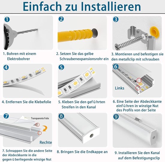 Led U-profiel voor ledstrips tot 6 mtr