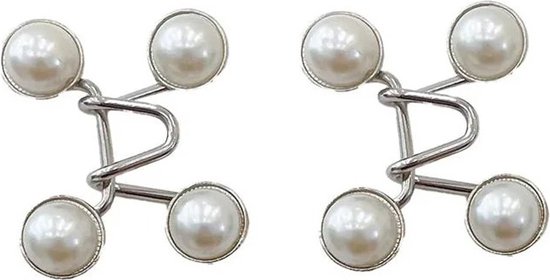 Twee clips met parelmoer look, zilverkleurig metaal.