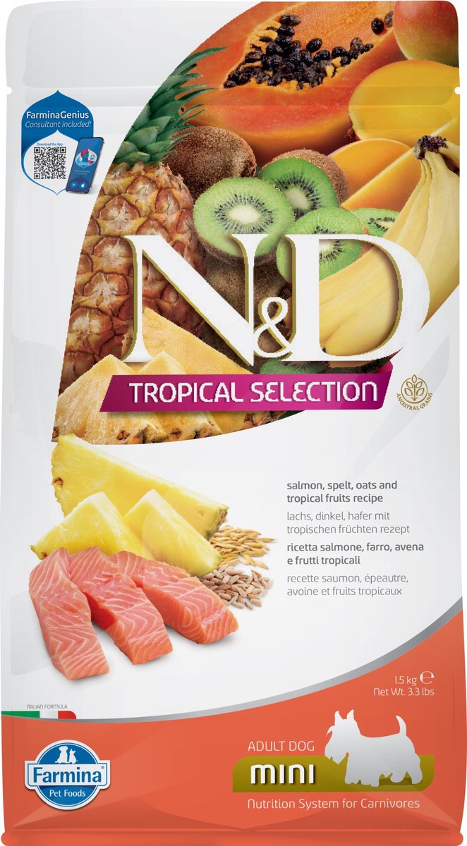 N&D N&D Dog Tropical Selection Salmon Adult Mini 1,5 kg