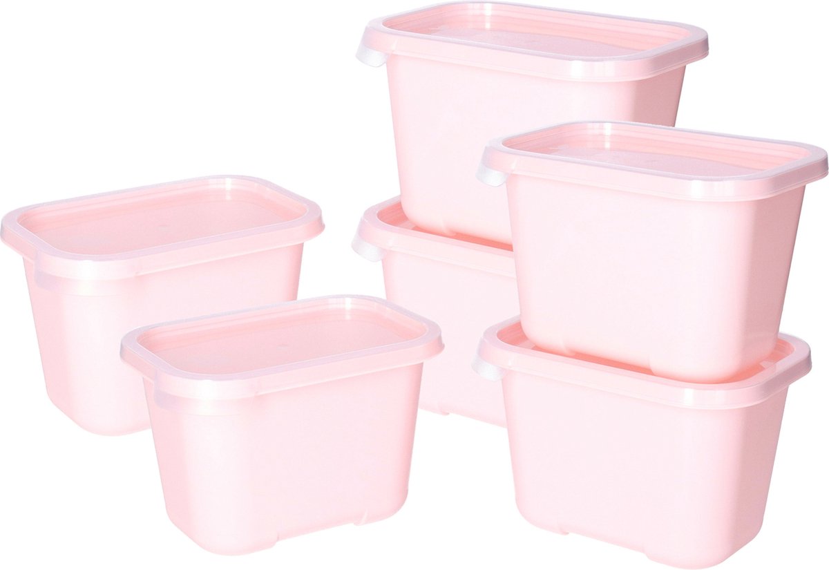 Juypal Vershoudbakjes nestbaar - BPA vrij - meal prep - 6x stuks van 1 liter - roze - luchtdicht - herbruikbaar
