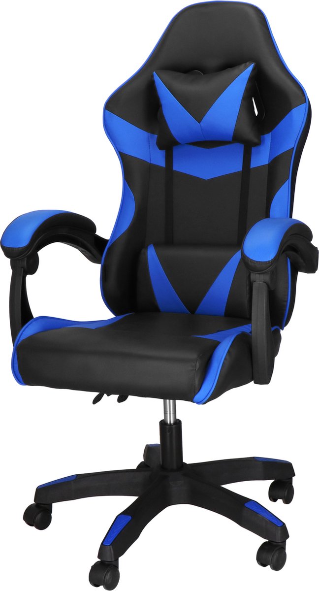 Springos Gamestoel - Gaming Stoel - Ergonomische Bureaustoel - Game stoel - Verstelbaar - Gaming Chair - Blauw/Zwart