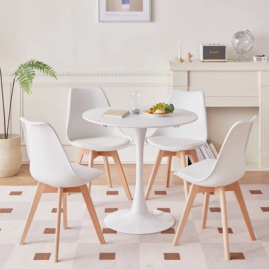 Ronde eettafel set, Scandinavisch design, multifunctioneel, Witte ...