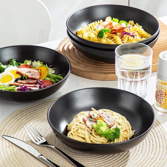 vancasso MODA, set van 4 pastakommen, zwart