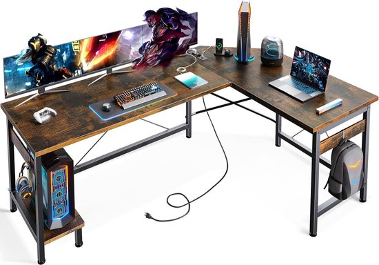 COSTWAY Bureau met Boekenkast, Computerbureau met 6