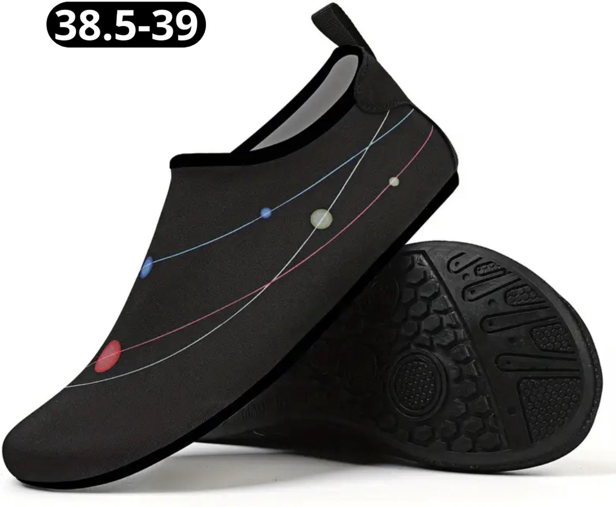 Nivard Waterschoenen Voor Kinderen & Volwassenen - Aqua Shoes - Aquaschoenen - Afzwemschoenen - Zwemles Schoenen - Zwart - Maat 38.5-39