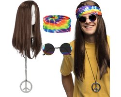 Boland - Set Hippie John - Volwassenen - Mannen - Hippie - Accessoireset - 60's & 70's - Flower Power - Carnaval - Themafeest