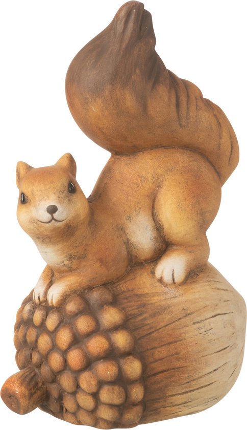 J-Line décoration Ecureuil Sur Gland - porcelaine - marron - large