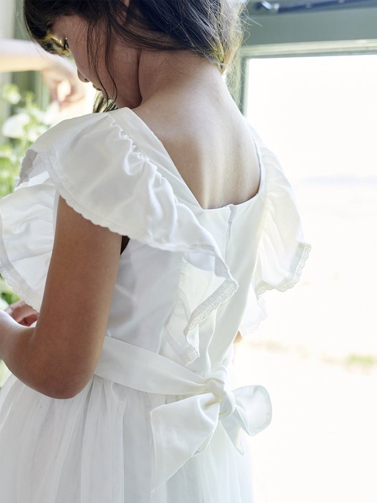 Vertbaudet Robe de cérémonie à volants fille en satin de coton et tulle