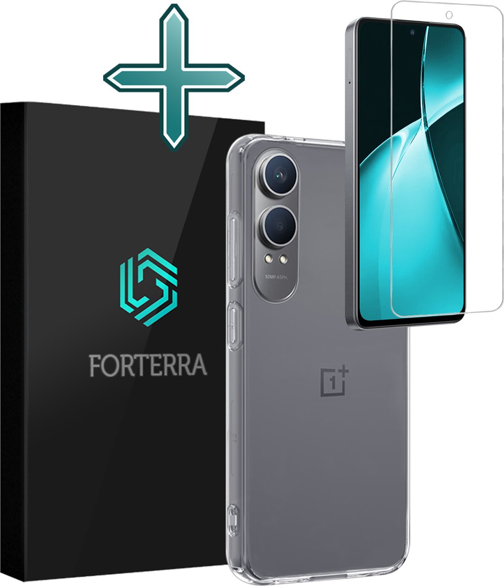 Hoesje Met Screenprotector - Geschikt voor OnePlus Nord CE 4 Lite - Sterk & Shockproof - Telefoon Hoes - Back Cover - Siliconen Case - Transparant