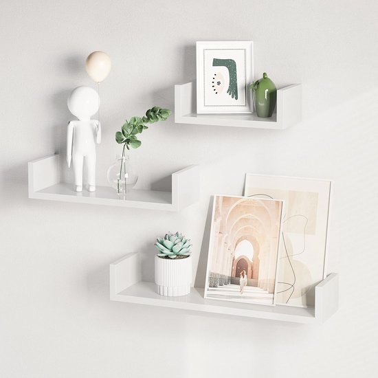 SRIWATANA Wandrek, 5 stuks, zwevende planken, maximale belasting 40 kg, moderne wandplank, decoratie, doe-het-zelf, wandmontage, hangrekken voor woonkamer, badkamer, slaapkamer, kantoor, keuken, wit SRIWATANA Wandrek, 5 stuks, zwevende planken, maximale belasting 40 kg, moderne wandplank, decoratie, doe-het-zelf, wandmontage, hangrekken voor woonkamer, badkamer, slaapkamer, kantoor, keuken, wit