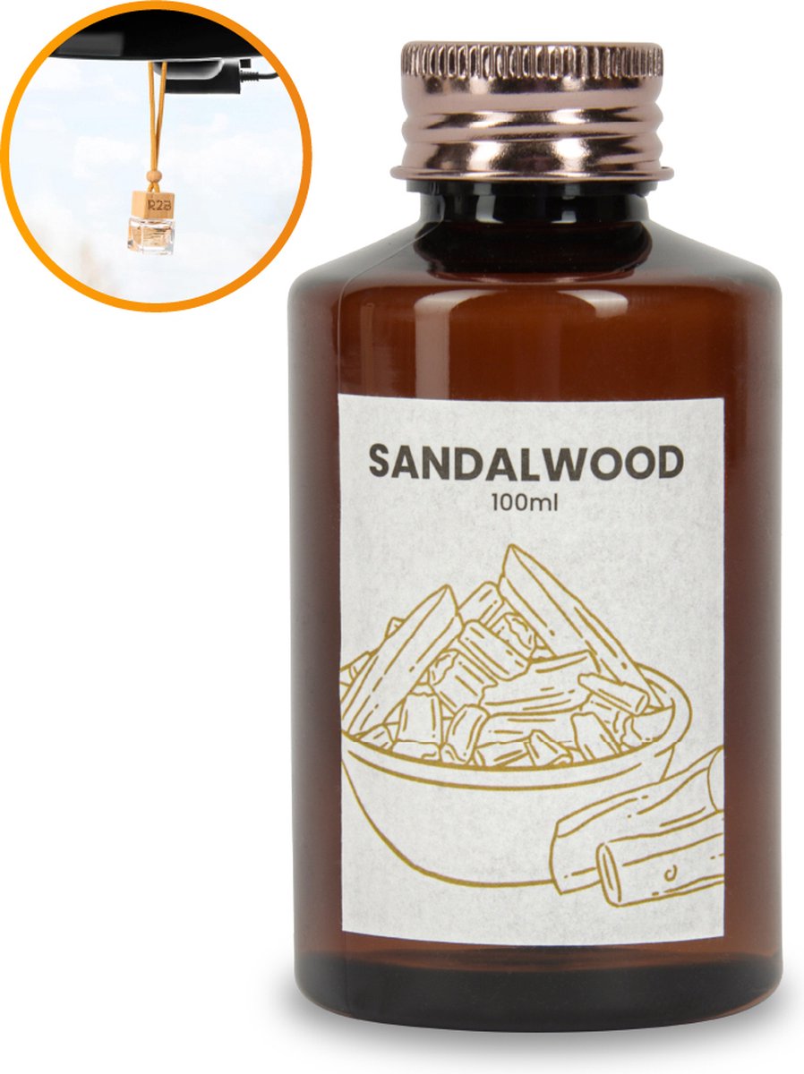 Goedkoopste R2B® Autoparfum Navulling 'Sandalwood' - 100ml - Auto Geurverfrisser - Luchtverfrisser - Autogeur - Autoparfum