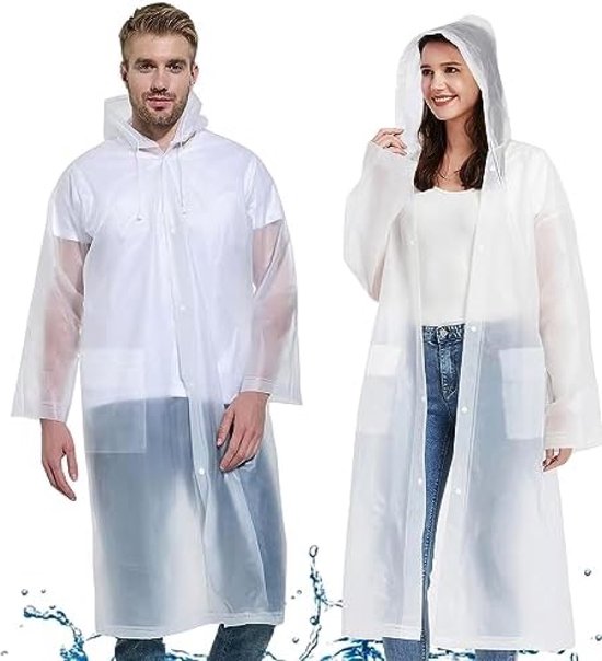 Freiesoldaten Waterdichte regenponcho voor dames, stijlvol, herbruikbaar, licht, voor buiten, met capuchon, blauwe bloem