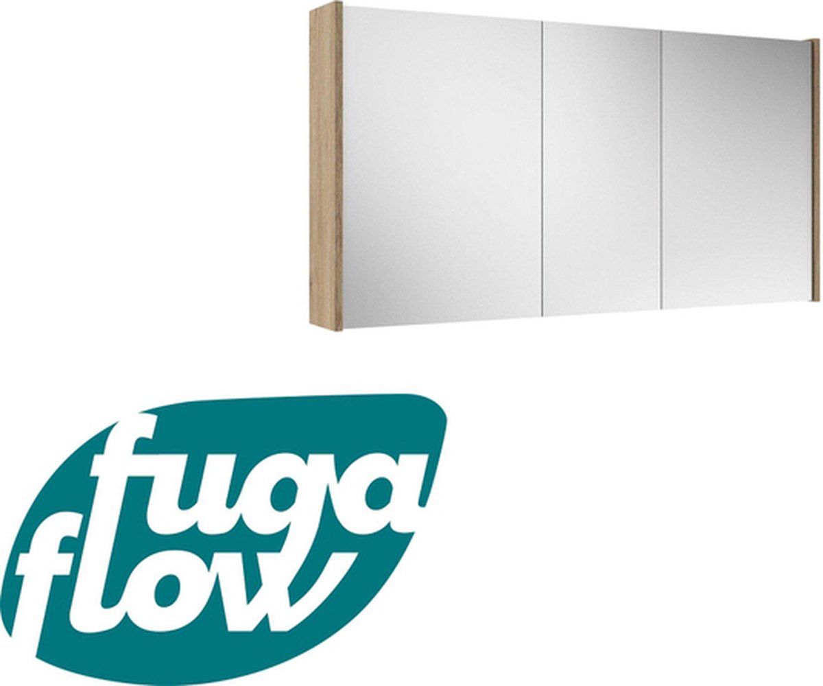 FugaFlow Eccelente Arredo spiegel badkamer spiegelkast 120x63x16cm inclusief zijpanelen kaneel