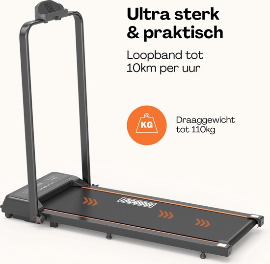 LaCardia Elektrische loopband - 1-10 km/u - Inklapbare Wandelband - Inclusief Afstandsbediening - Walking Pad & Treadmill - Walkdesk voor Thuis