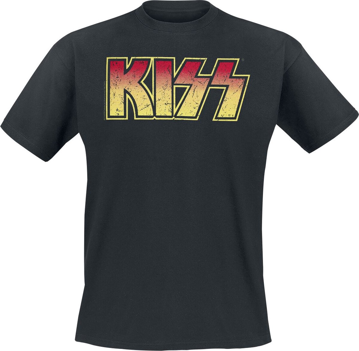 Kiss Distressed Logo Heren T-shirt - zwart - M