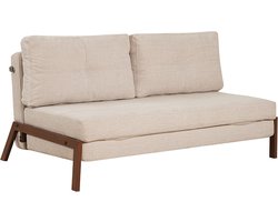 Bronx71® Slaapbank 2 persoons Mikko gerecyclede stof beige - Logeerbed - Vouwbed - Slaapstoel - Zetelbed