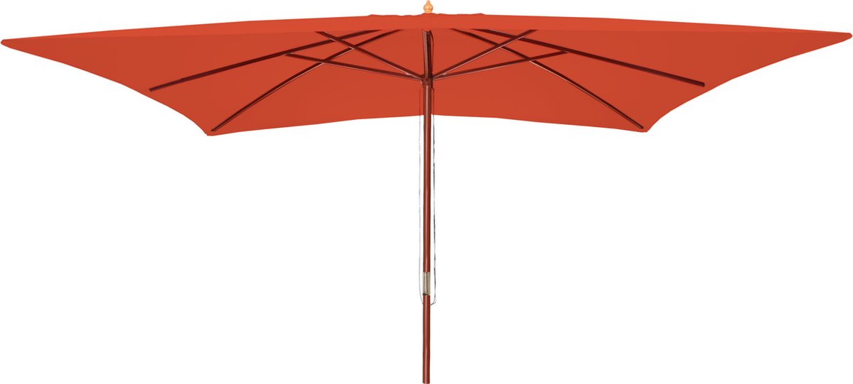 Parasol Florida, tuinparasol marktparasol, 3x4m polyester/hout 6kg ~ terracotta