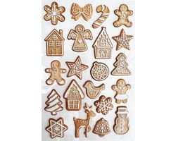 Puffy Stickers Kerst - Kerst Stickers - Gingerbread Mannetje - Stickers voor Volwassenen - Knutselen Kerst - Stickers - Stickervel Kerst - Knutselen Meisjes - Kaarten Maken - Kerstkaarten - Stickers voor Kinderen - Kerst Stickers