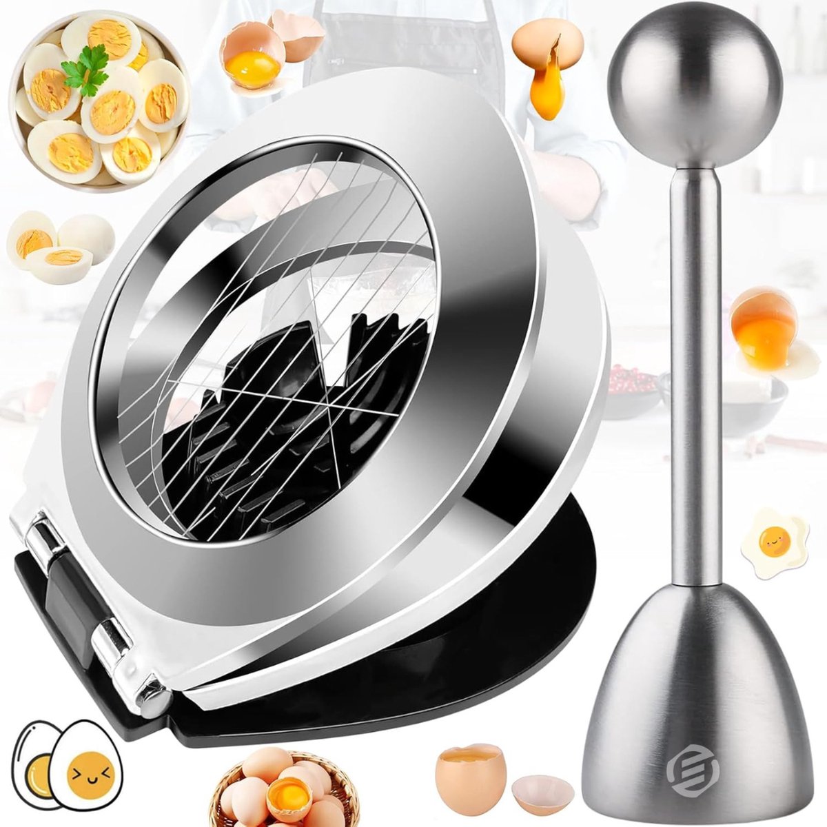 Equivera Eiersnijder - Eiersnijer - Eier Snijder - Eiersnijders - Champignonsnijder - Keukenbenodigdheden - Keuken Accessoires - Eiergereedschap - Egg Slicer