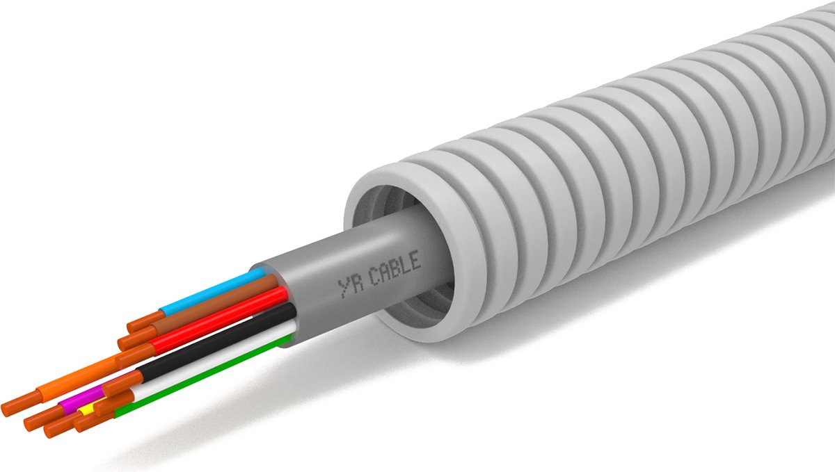 Flexibele Buis met Signaalkabel - Voorbedrade Flexbuis - YR-MB - 2x0.8mm - 16mm - 100 Meter