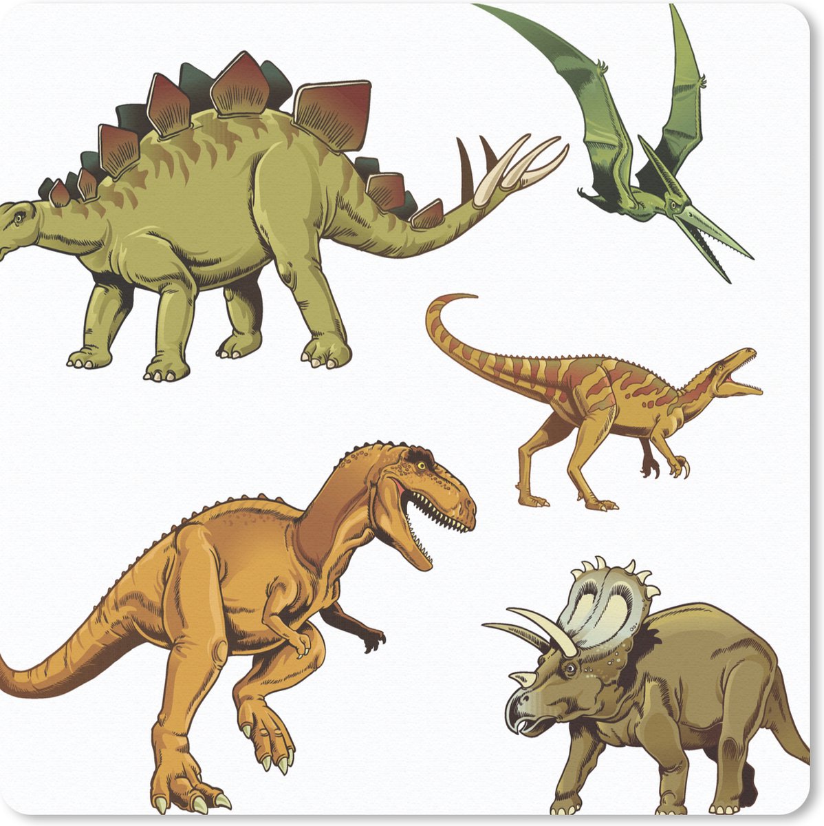 Muismat 30x30 cm - Mousepad Dinosaurus - Tekening - Kinderen - Jongens - Kinderen - Muismatten