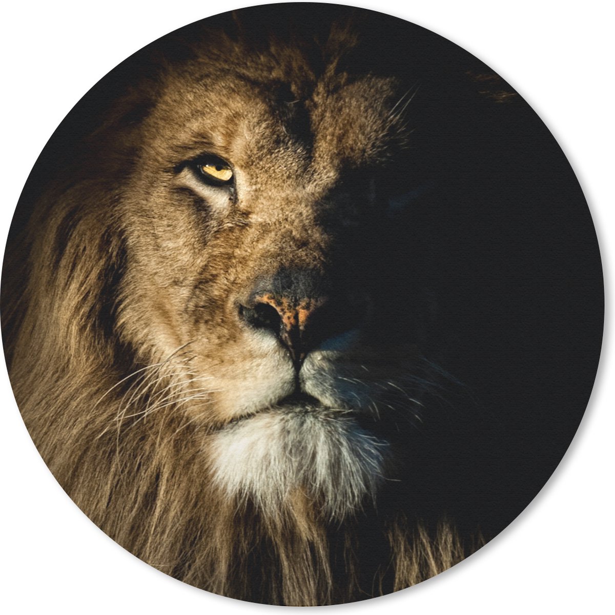 Muismat rond 20x20 cm - Mousepad Leeuw - Licht - Zwart - Ronde muismatten