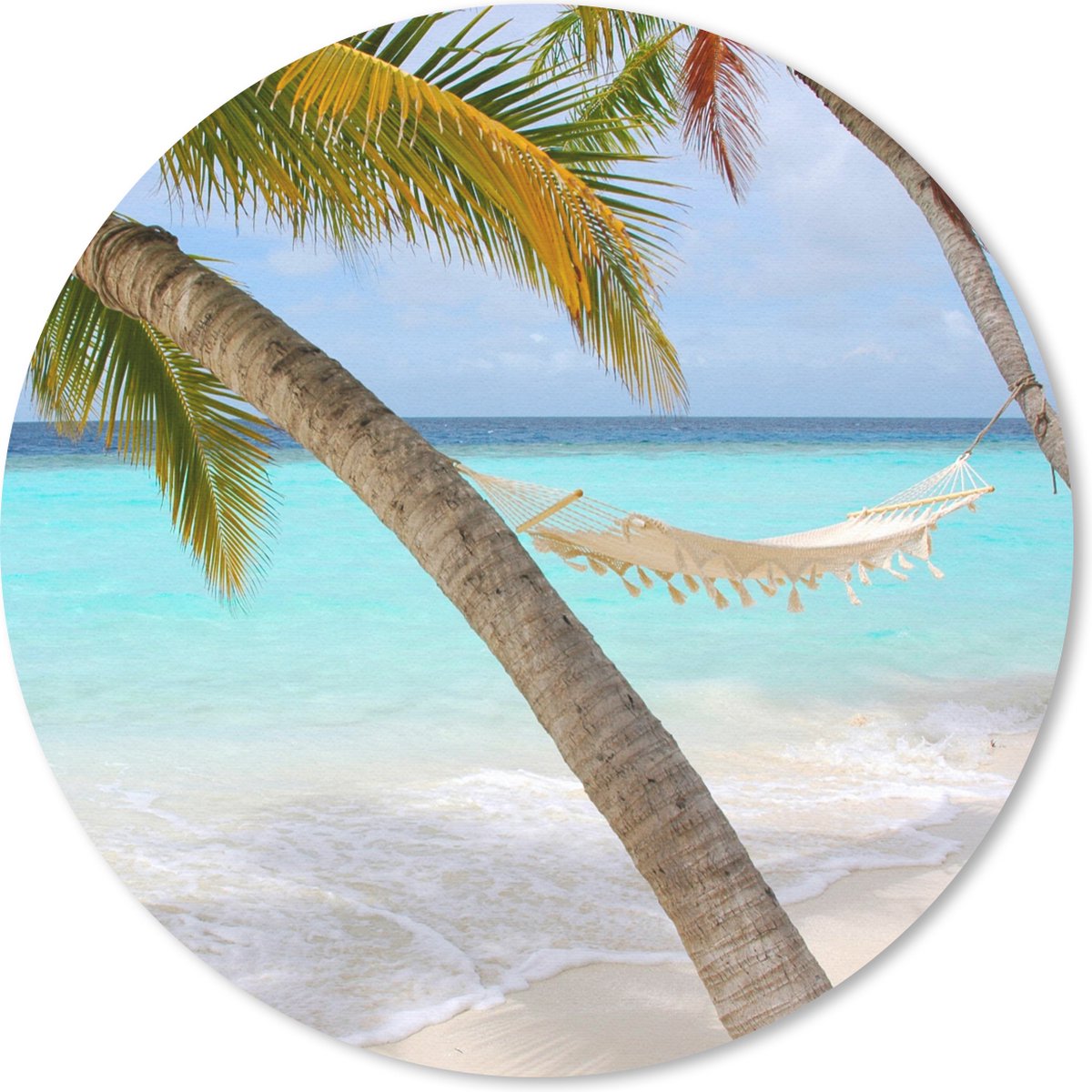 Muismat rond 20x20 cm - Mousepad Zomer - Palmboom - Hangmat - Ronde muismatten