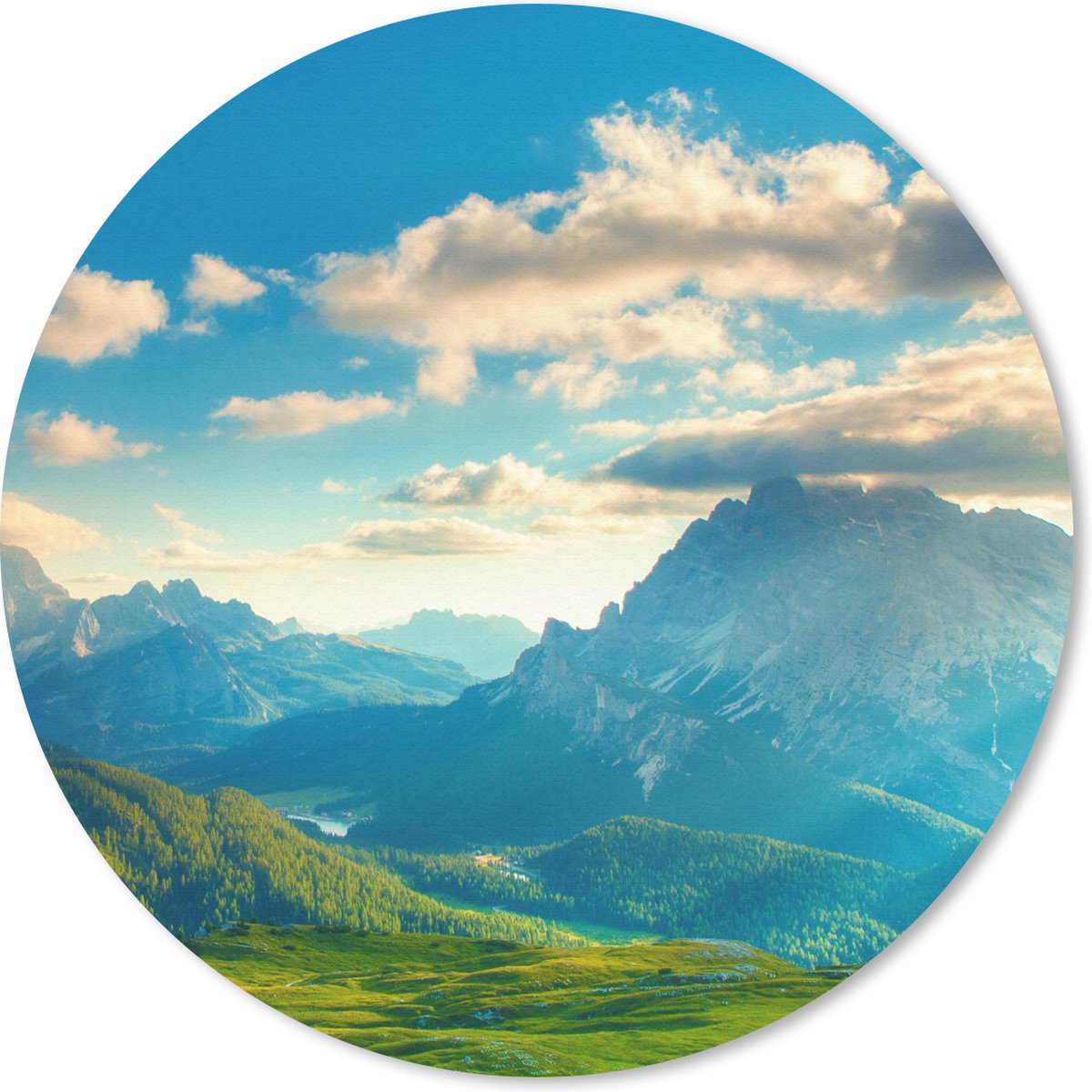 Muismat rond 30x30 cm - Mousepad Alpen - Zon - Natuur - Ronde muismatten