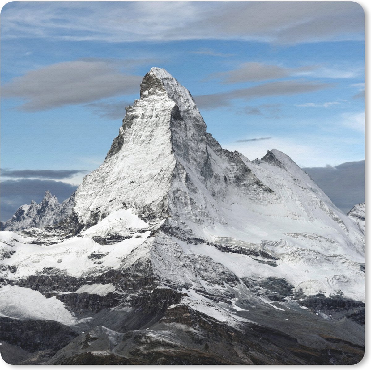 Muismat 20x20 cm - Mousepad Wolken boven de Matterhorn in Zwitserland - Muismatten