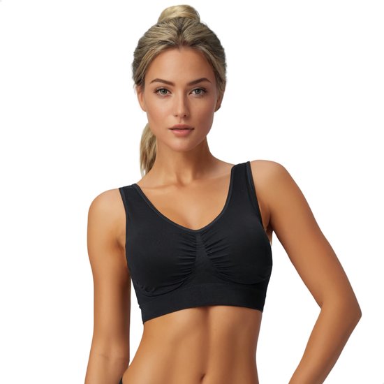 RENALUX - BH Zonder Beugel Voorgevormd - Sport BH Dames - Sportbh - Beugelloze BH - Comfort met Vulling Uitneembaar - Push Up Bh's - Magic Bra - Dames Kleding - Ondergoed - L