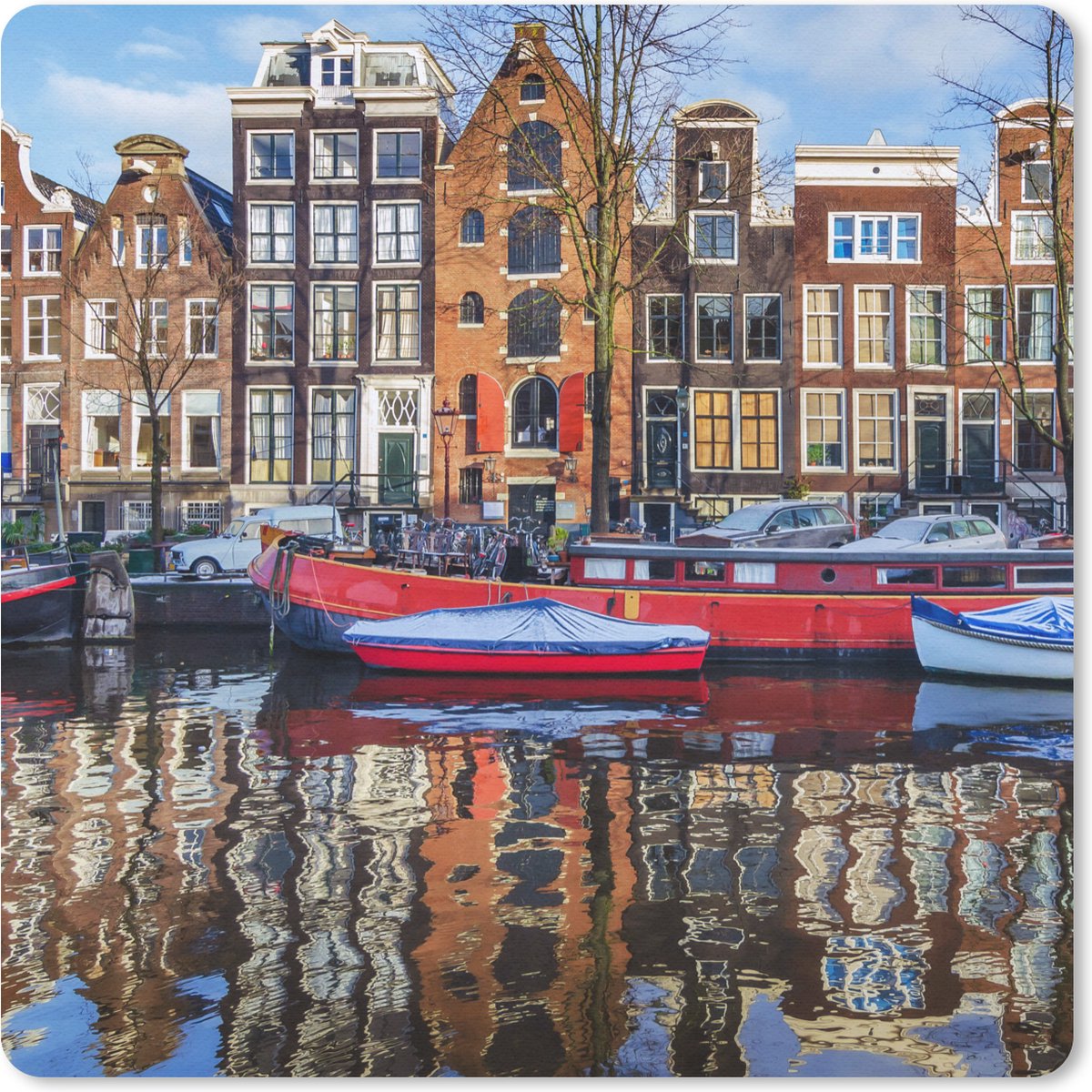 Muismat 20x20 cm - Mousepad Kanaal in Amsterdam - Muismatten
