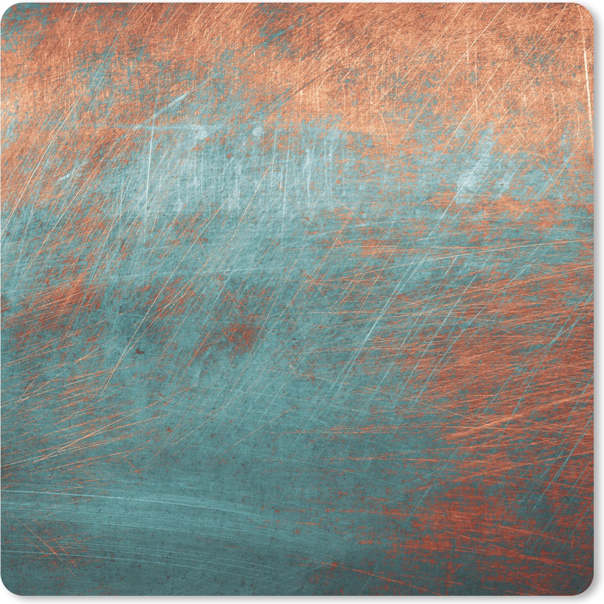 Muismat 30x30 cm - Mousepad Metaal - Roest print - Brons - Blauw - Abstract - Structuur - Muismatten