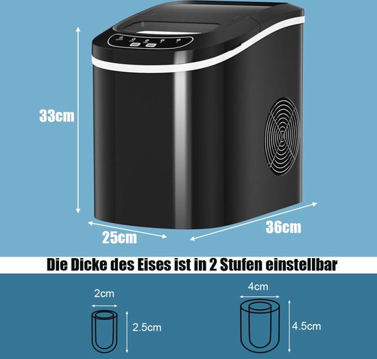 IJsblokjesmachine - 12 kg ijs per 24 uur, 2 ijsblokjesmaten, 2,2L reservoir, snel ijs maken in 6-13 minuten van Merkloos — afbeelding 4