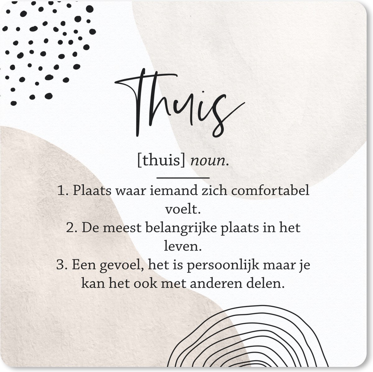 Muismat 30x30 cm - Mousepad Thuis - Happy - Quote - Muismatten